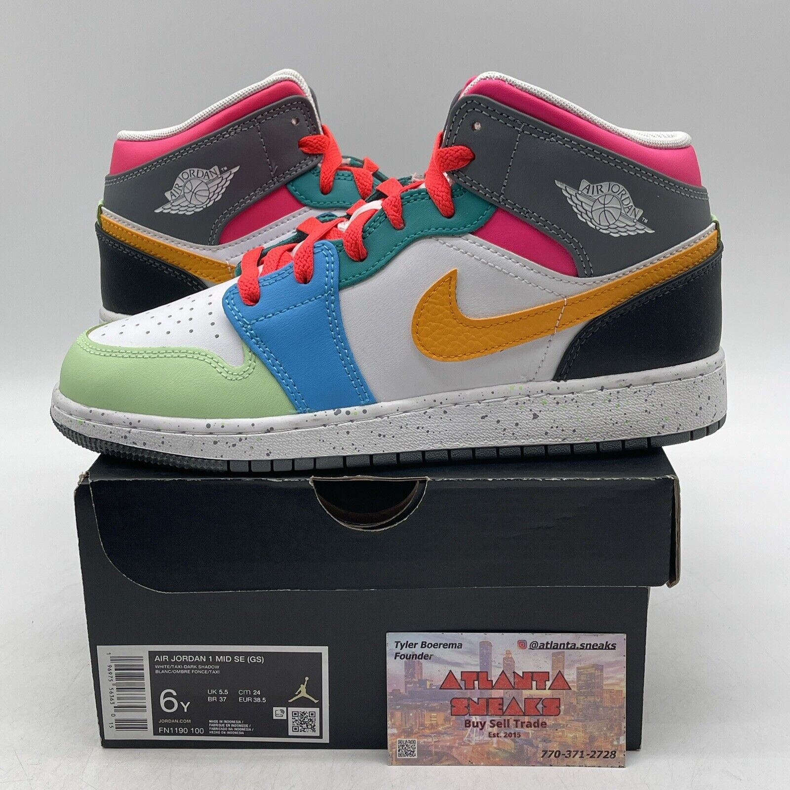 Size 6Y - Air Jordan 1 Mid SE Grade School Multi-Color Leather (FN1190-100)