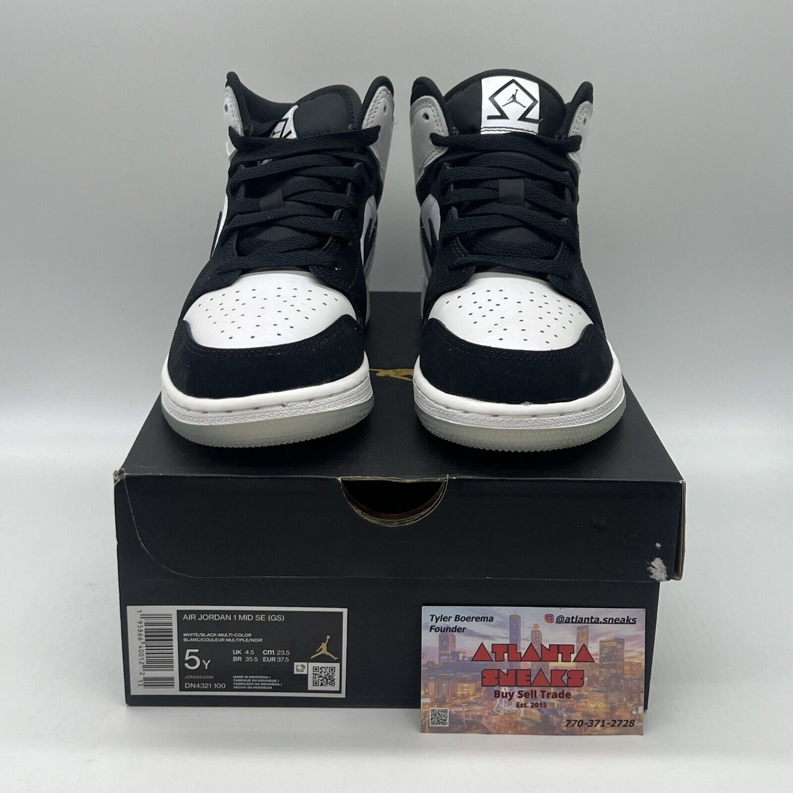 Size 5 - Jordan 1 Mid SE Black Brand New Og All White