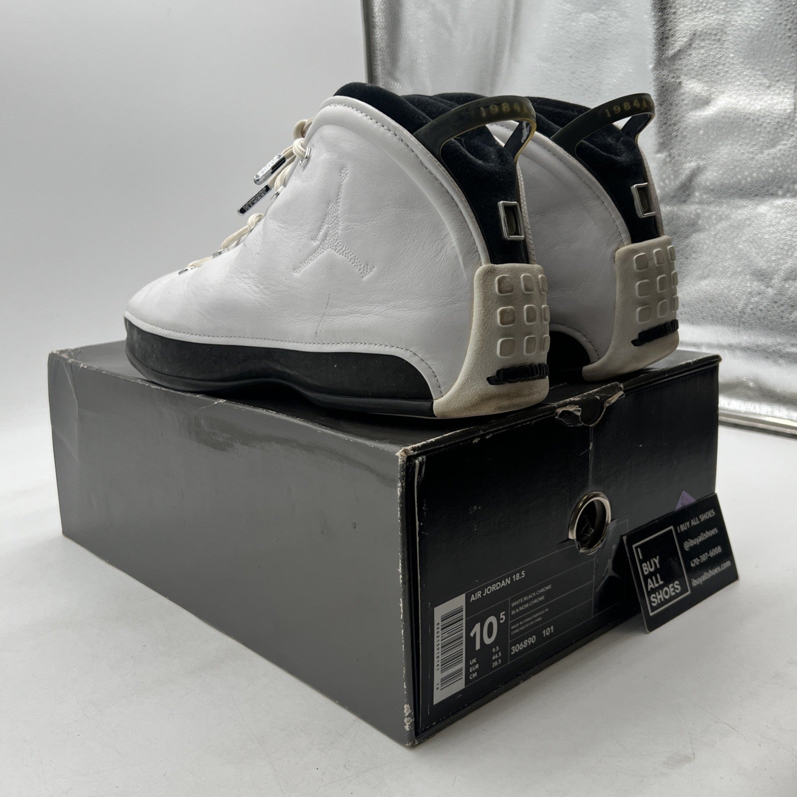 Size 10.5 - Air Jordan 18.5 OG White Black Chrome (306890-101)