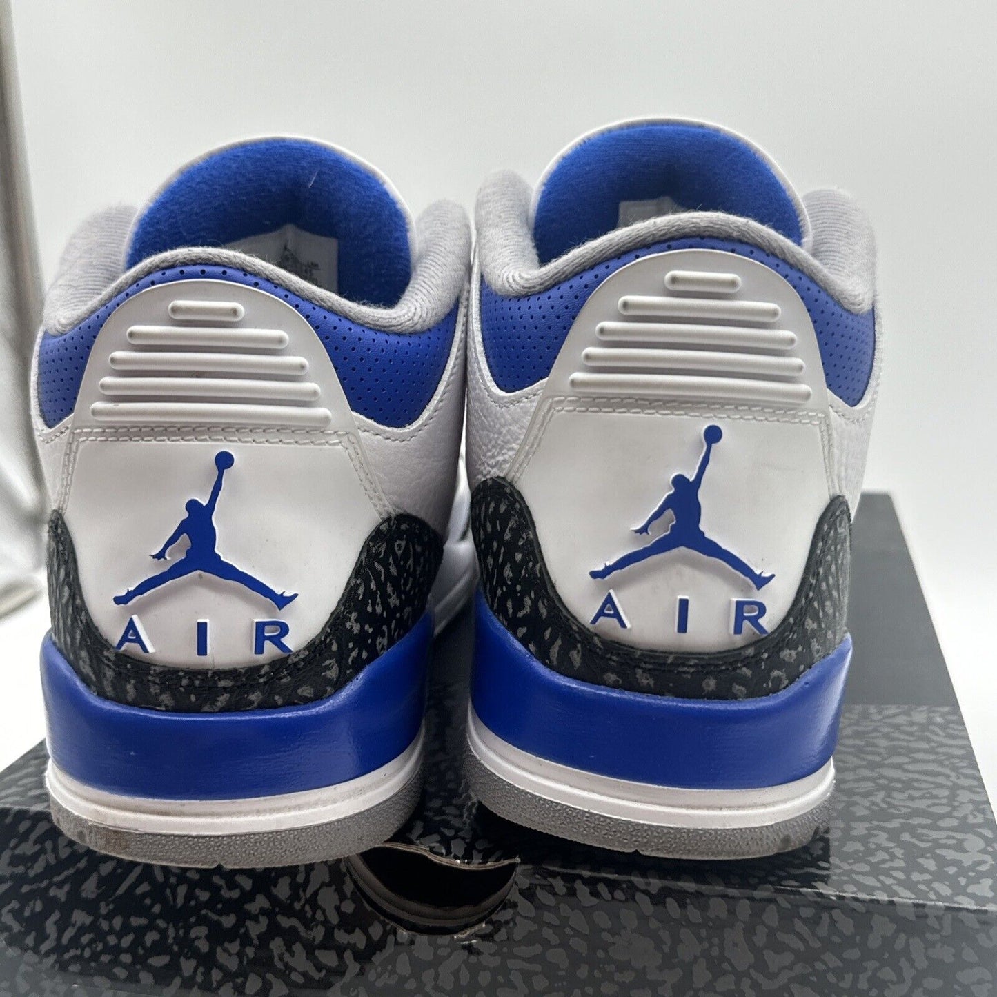 Size 9 - Jordan 3 Retro Mid Racer Blue White Leather Noir Cement Reflective Blak