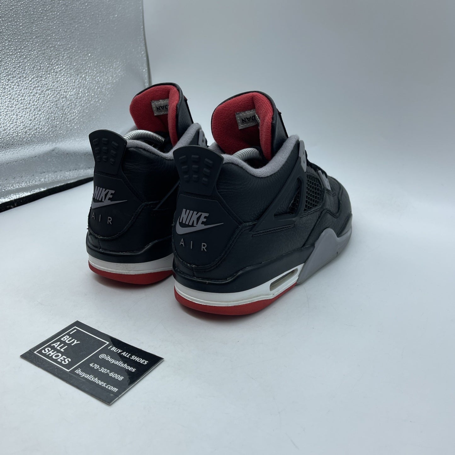 Size 7Y - Air Jordan 4 Retro Bred Reimagined Black Grey Leather (FQ8213-006)