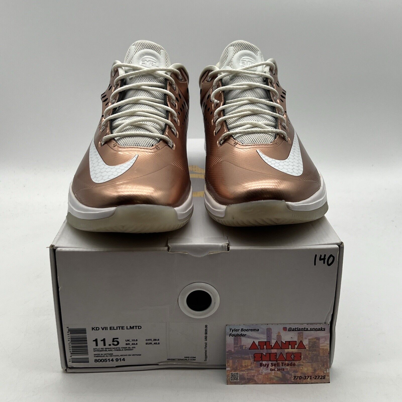 Size 11.5 - Nike KD 7 Elite EYBL - White Rose Gold (800514-914)