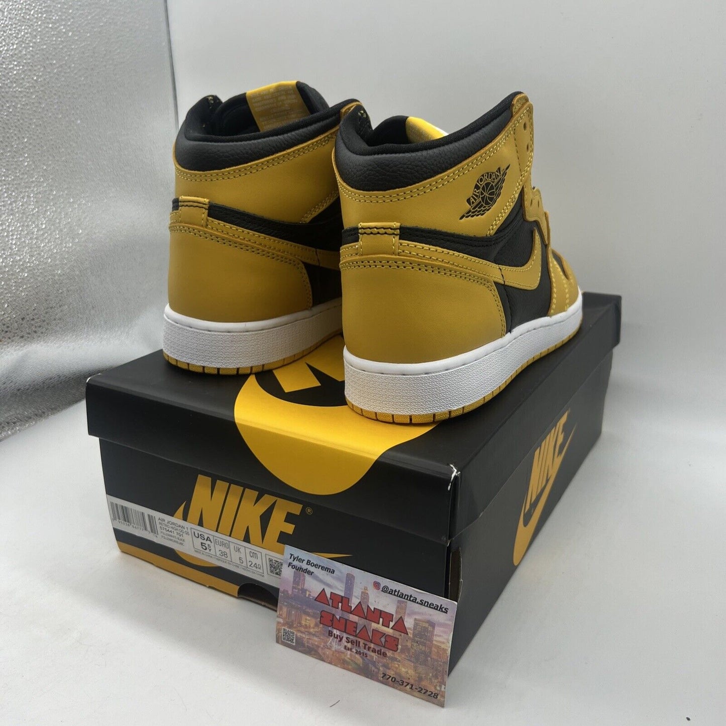 Size 5.5Y - Jordan 1 Retro OG High Pollen Brand New Og All Leather Black Yellow