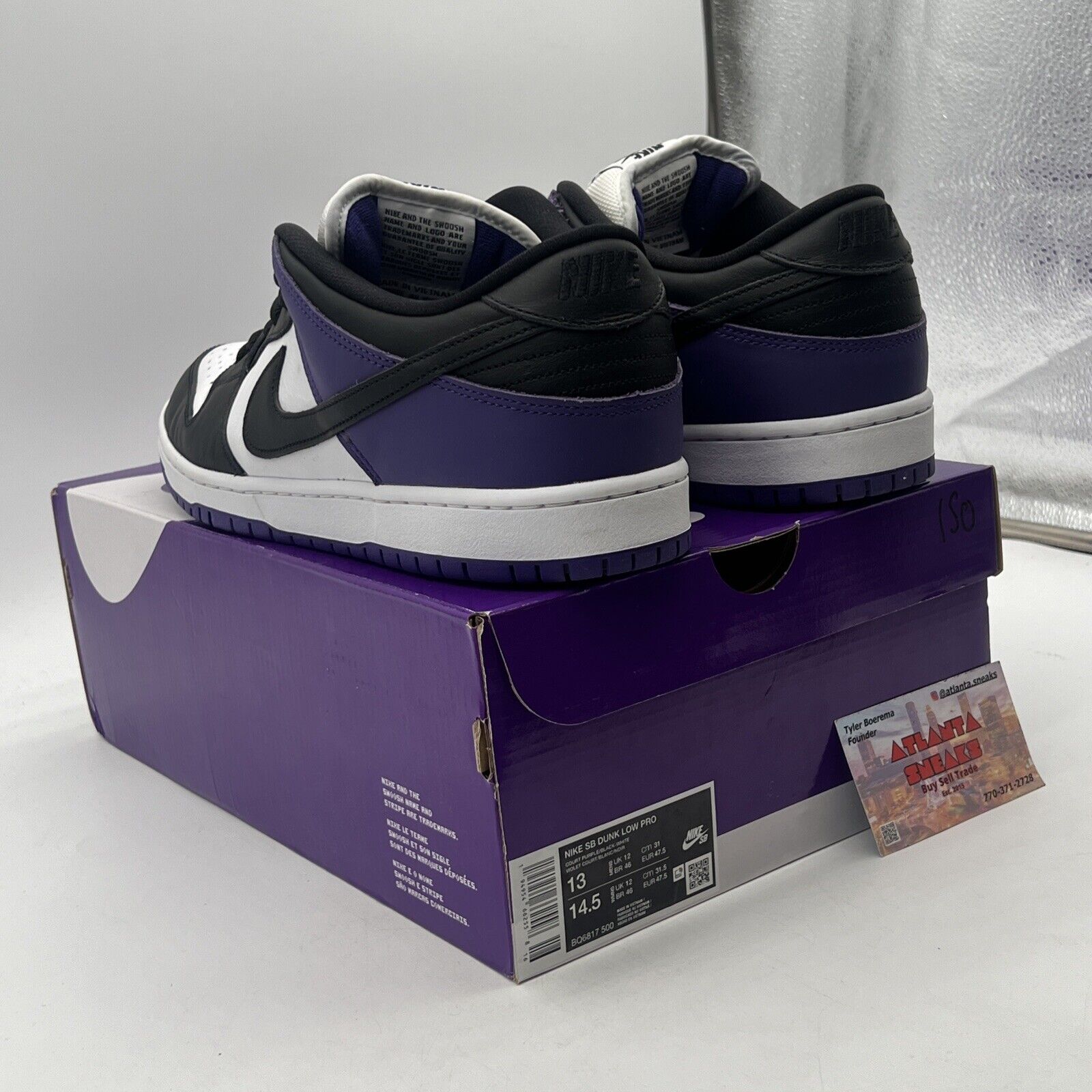 Size 13 - Nike Dunk SB Low Court Purple Black White Purple Leather (BQ6817-500)