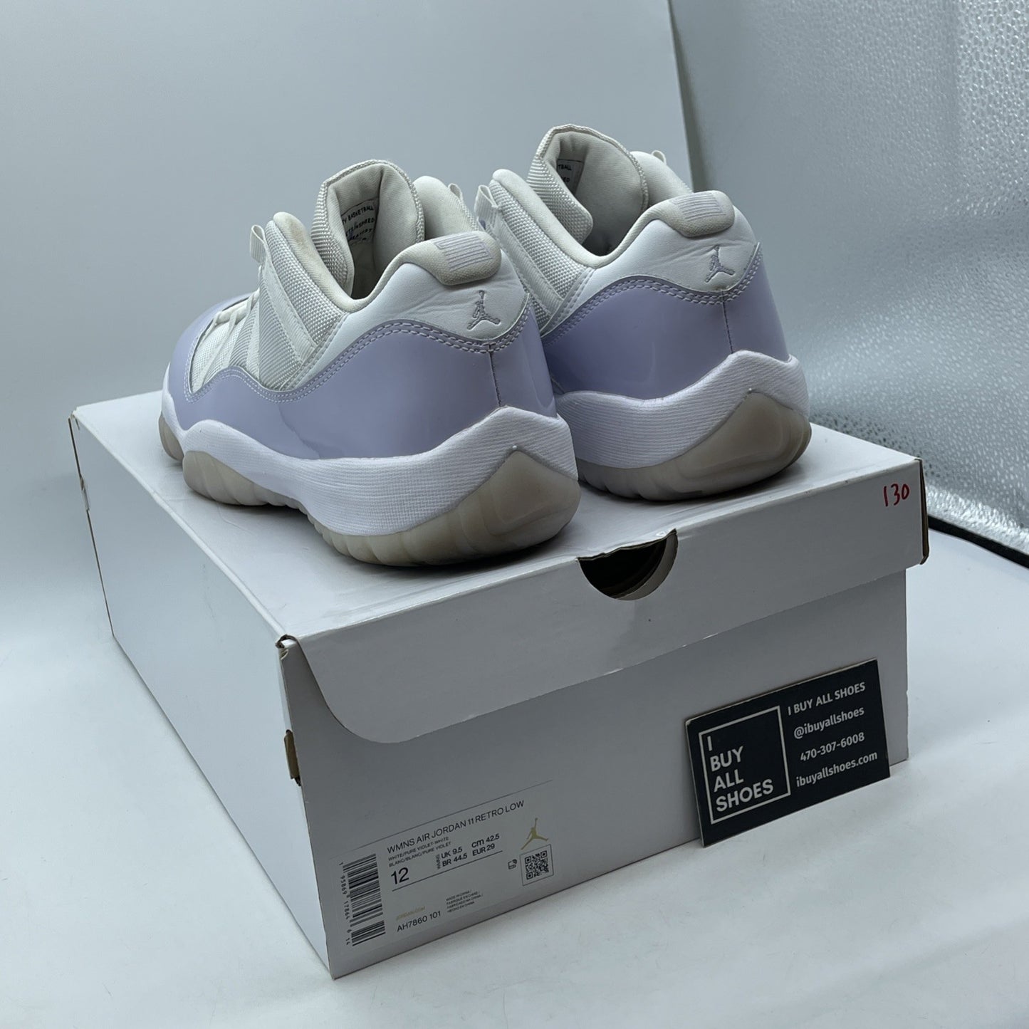 Size 12W- Air Jordan 11 Retro Low Pure Violet Purple White Leather (AH7860-101)