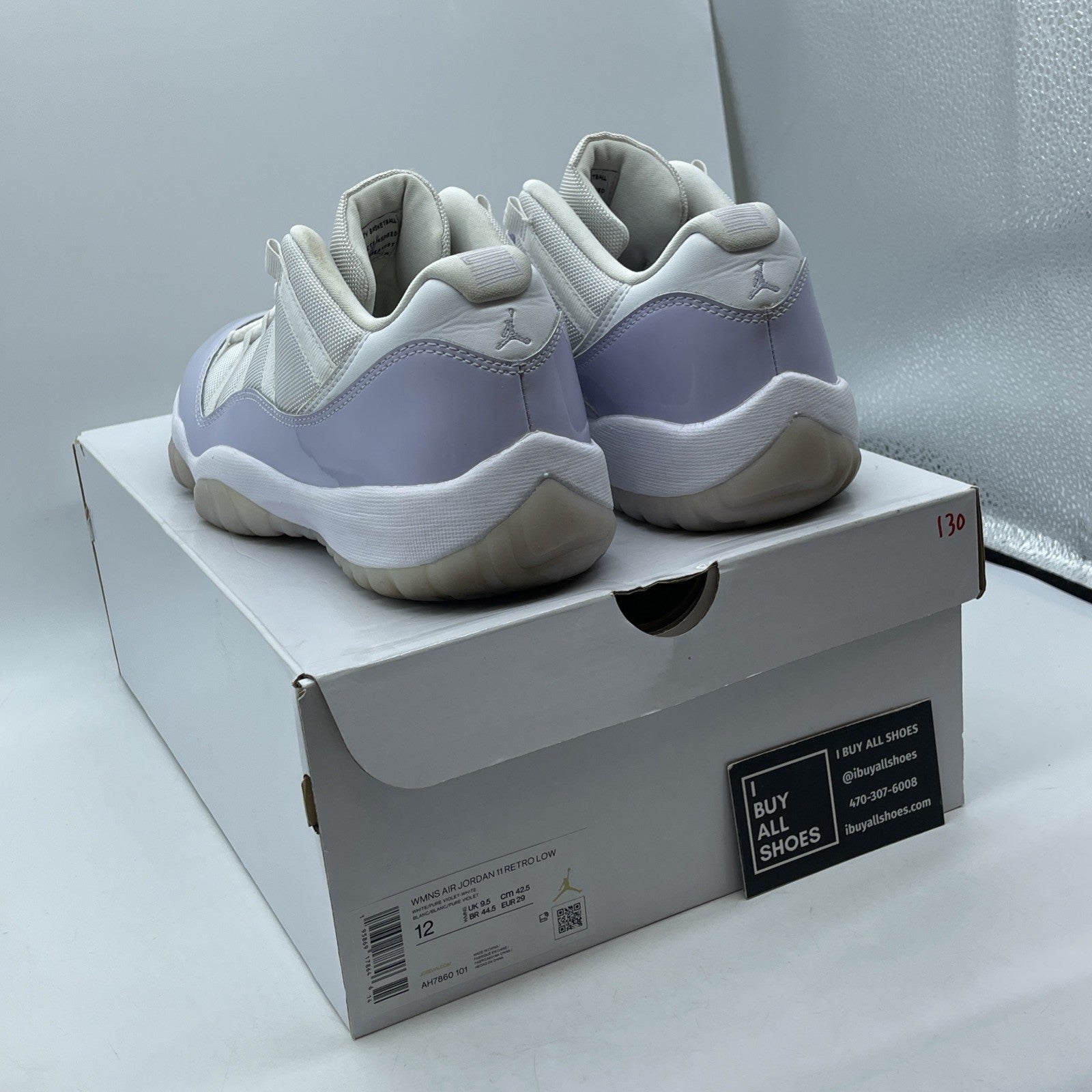 Size 12W- Air Jordan 11 Retro Low Pure Violet Purple White Leather (AH7860-101)