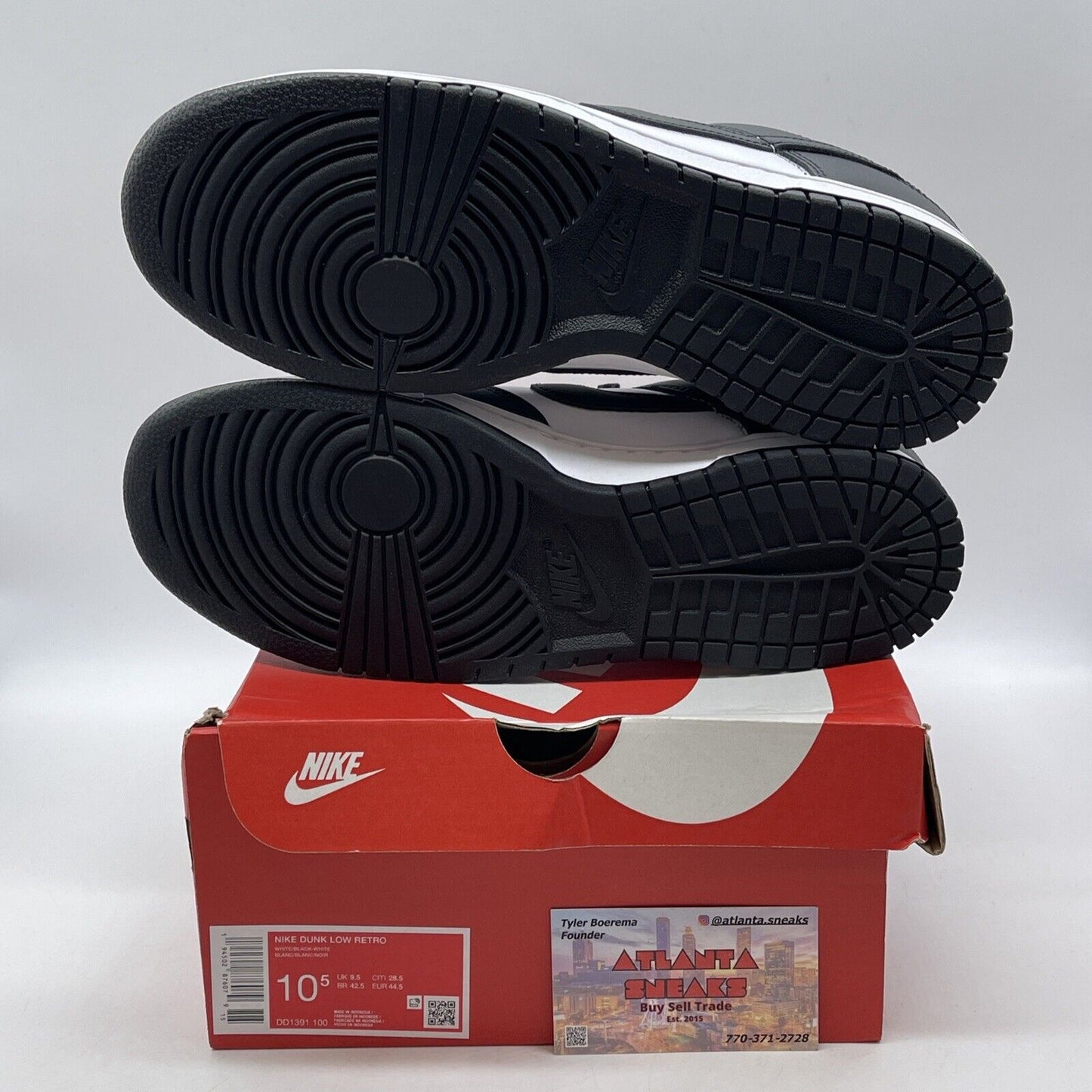 Size 10.5 - Nike Dunk Low Black White Leather (DD1391-100)