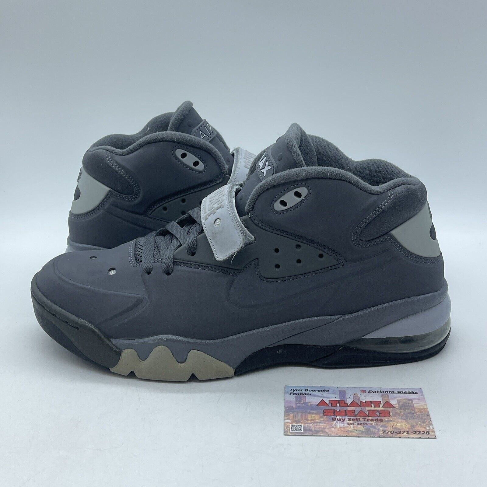 Size 10 - Nike Air Force Max 2013 Wolf Grey Suede Leather Black (555105-001)