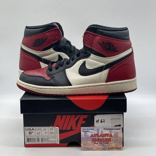 Size 8.5 - Jordan 1 Retro OG High Bred Toe Black Red White Leather (555088-610)