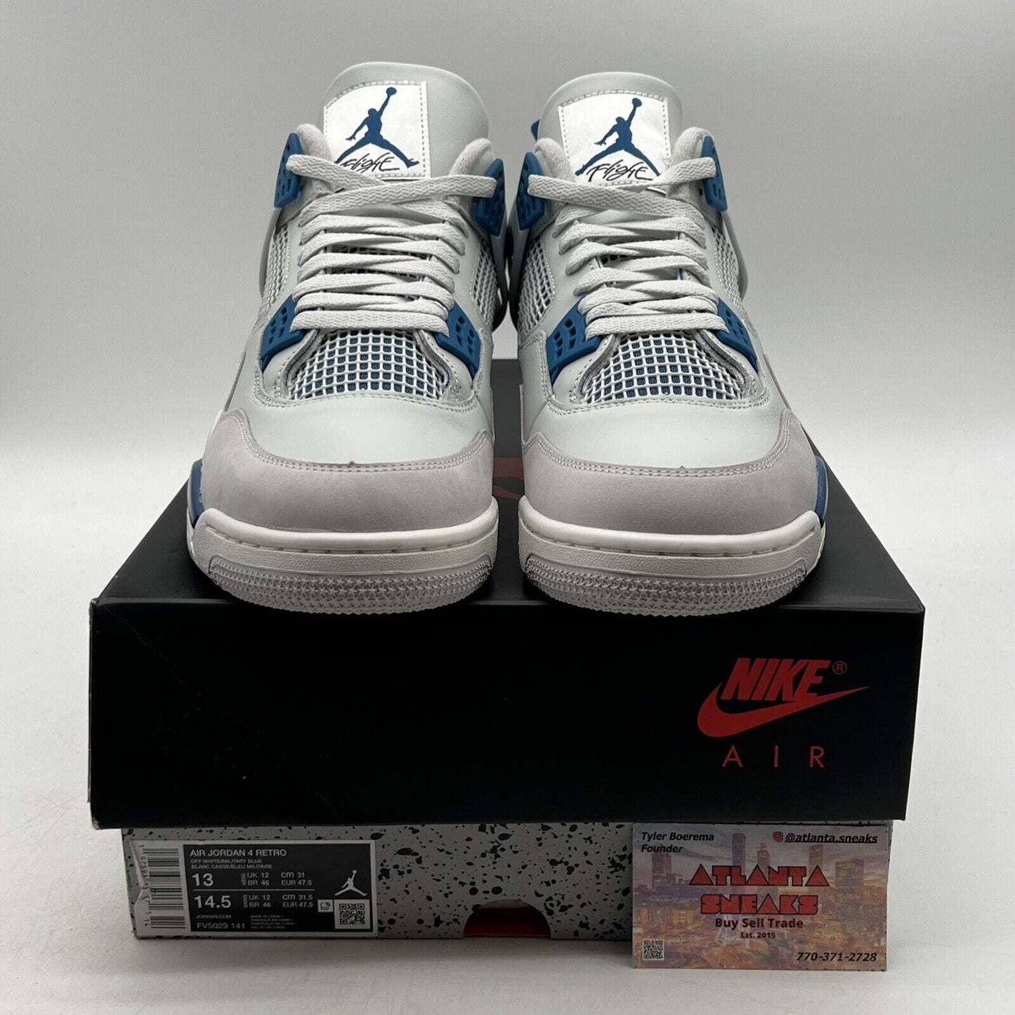 Size 13 - Air Jordan 4 Retro 2024 Military Blue White Leather (HF4281-141)