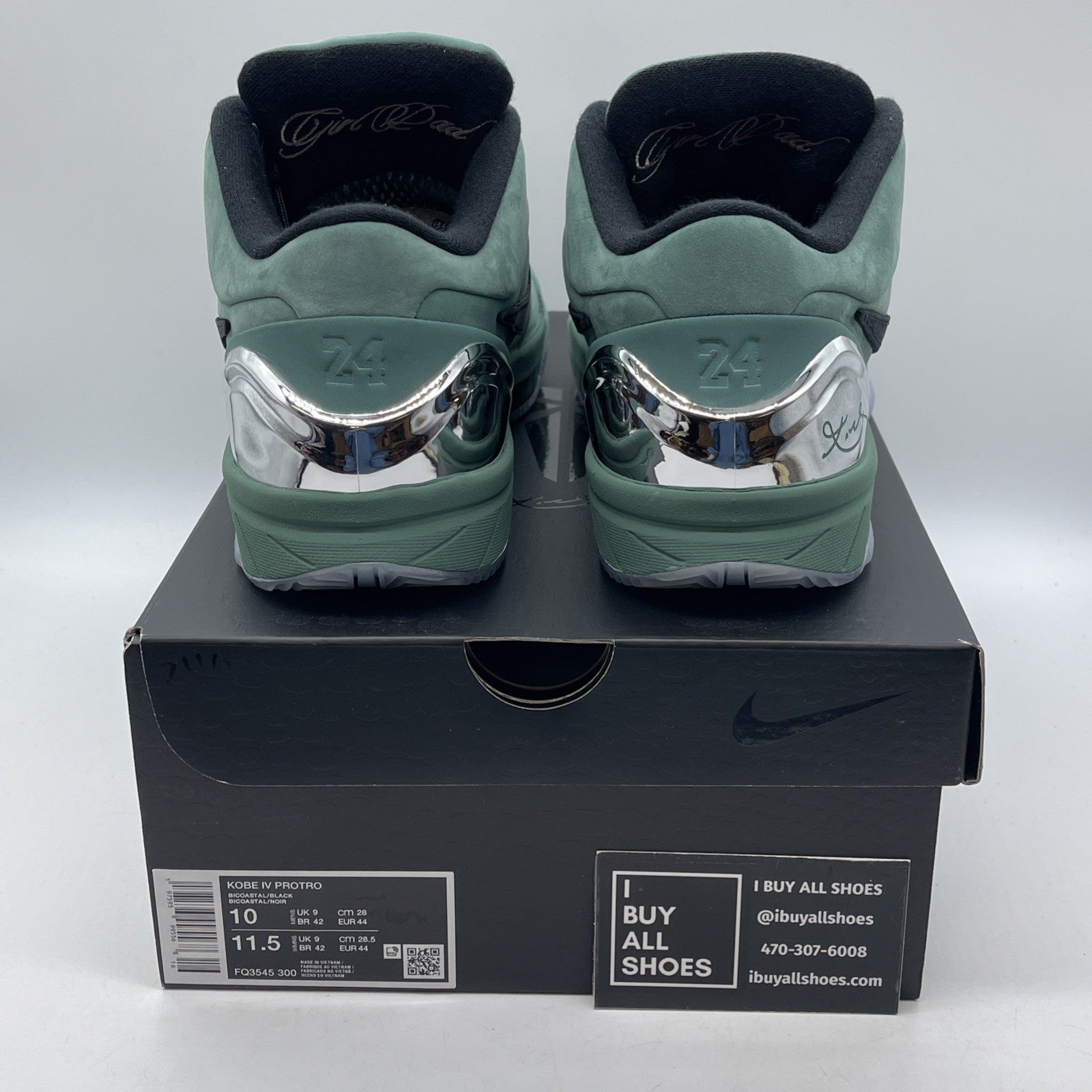Size 10 - Nike Zoom Kobe 4 Protro Girl Dad Green Black Suede (FQ3545-300)