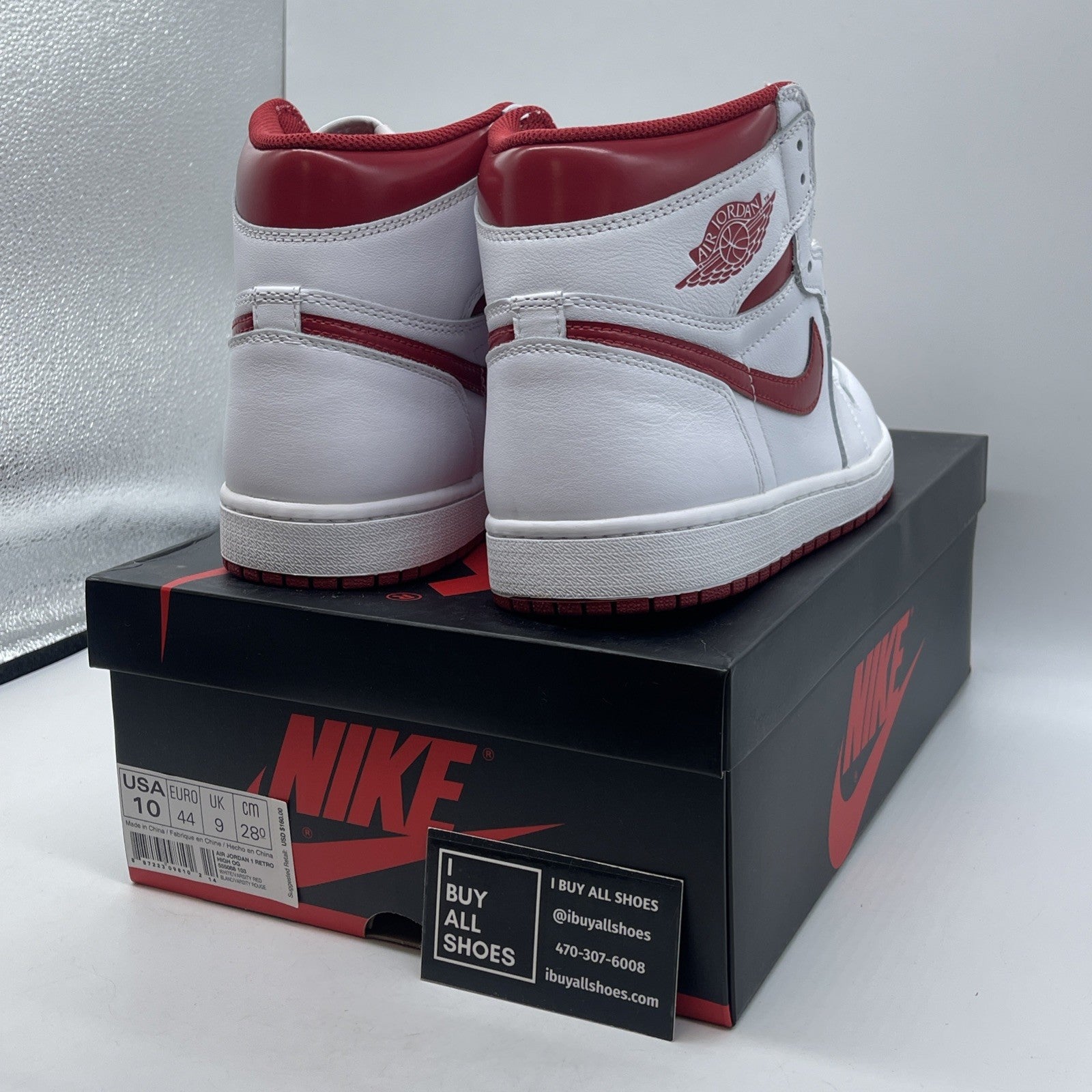 Size 10 - Air Jordan 1 Retro OG High Metallic Red White Leather (555088-103)