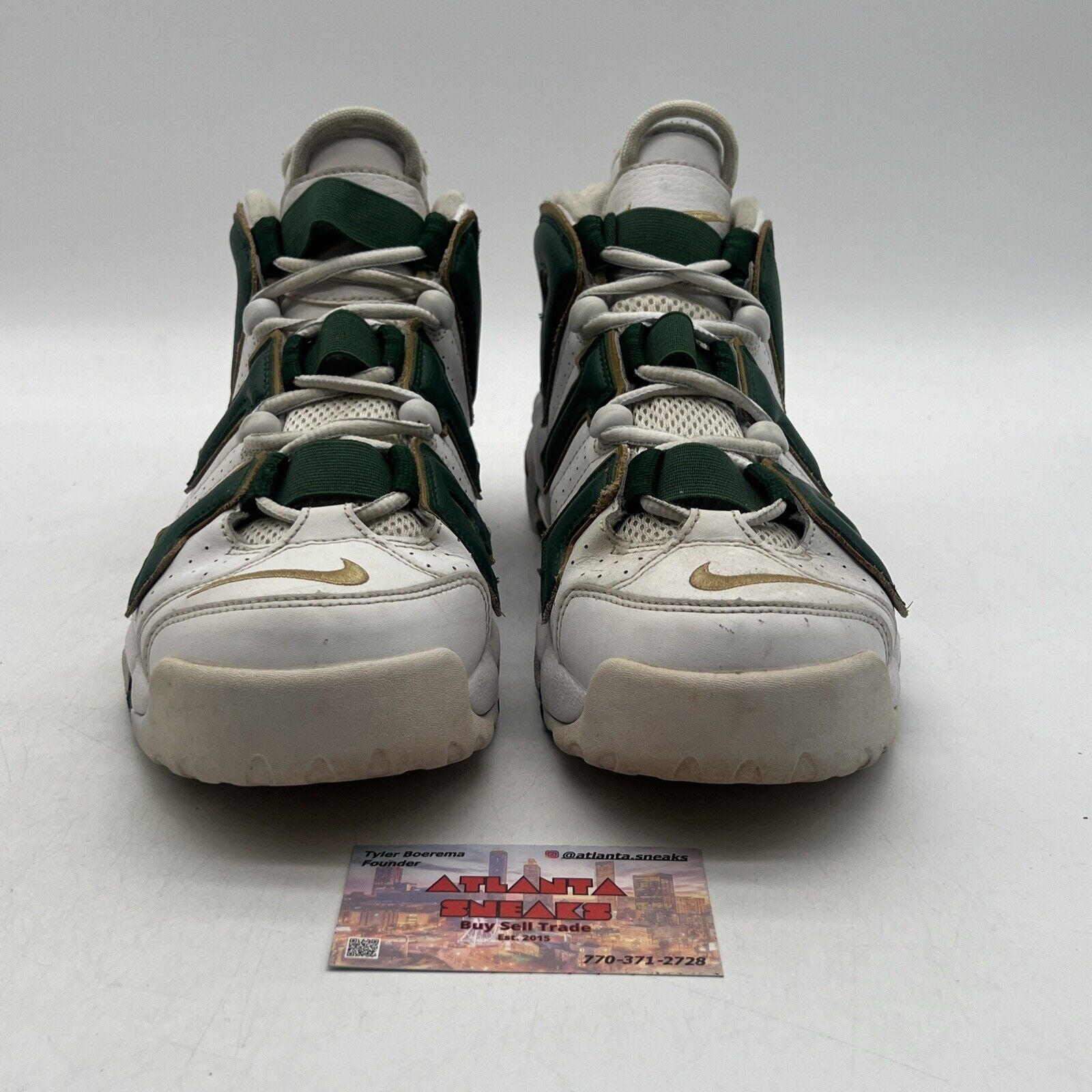 Size 10 - Nike Air More Uptempo QS Atlanta Green Gold White Leather (AJ3139-100)