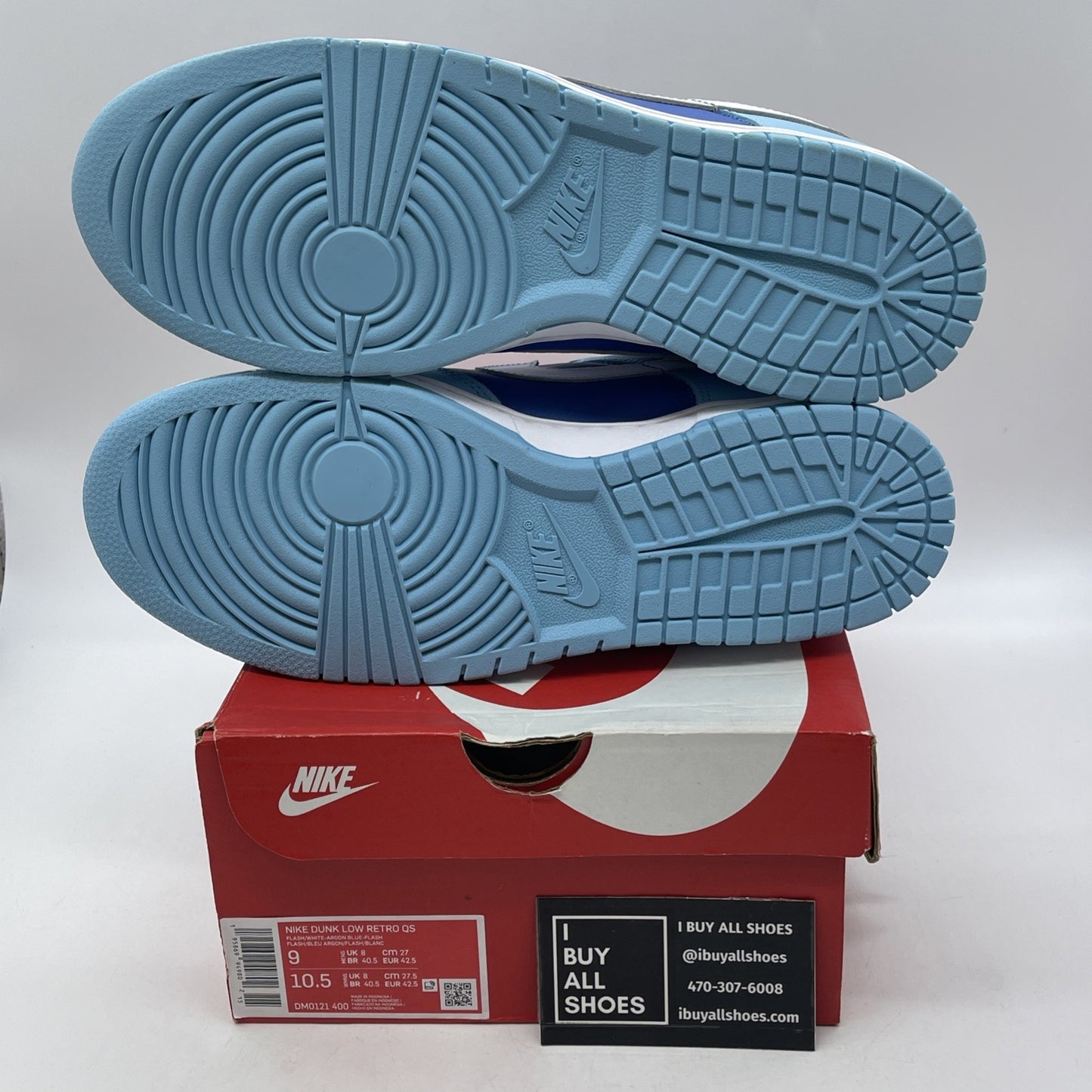 Size 9 - Nike Dunk Low Retro QS Argon Blue White Leather (DM0121-400)