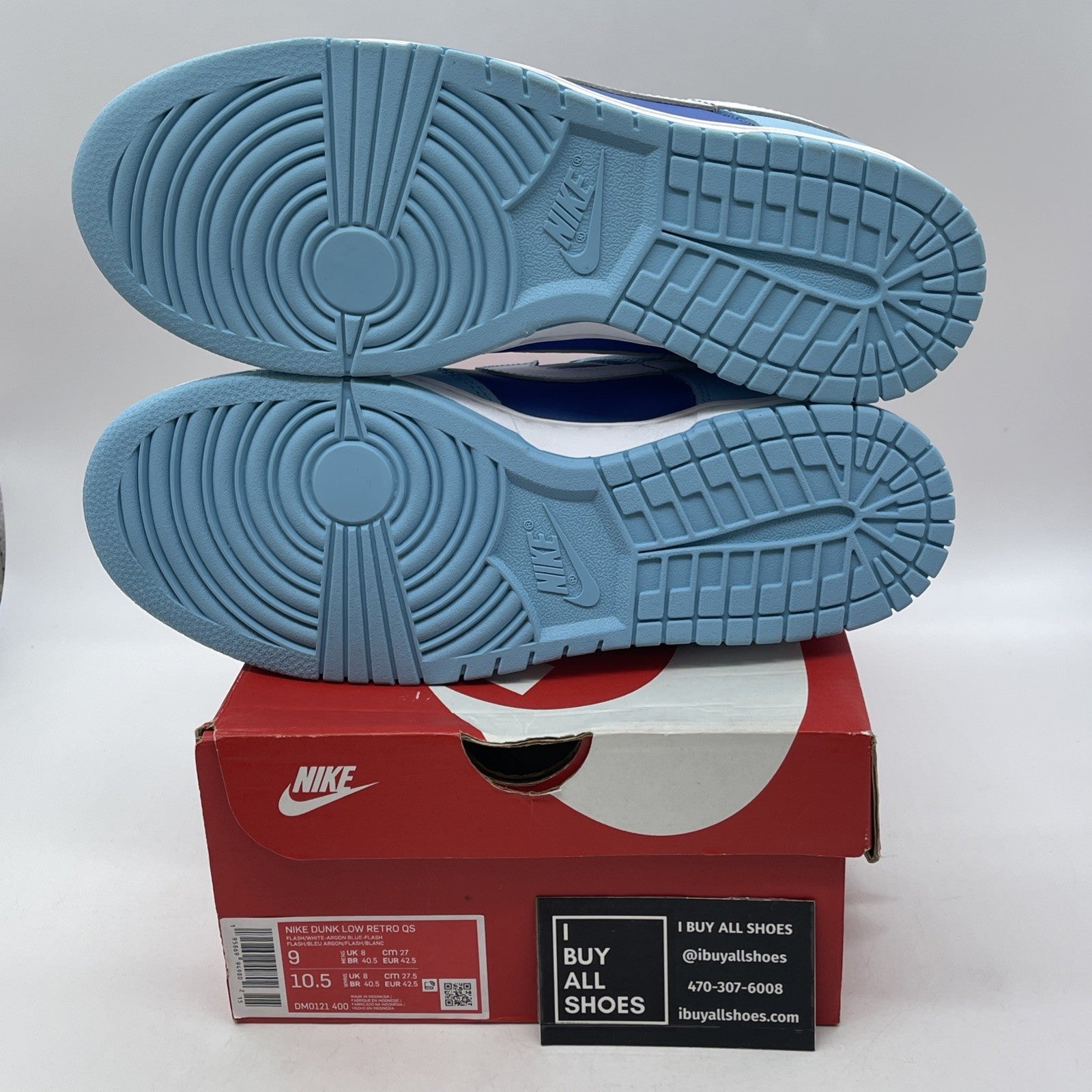 Size 9 - Nike Dunk Low Retro QS Argon Blue White Leather (DM0121-400)
