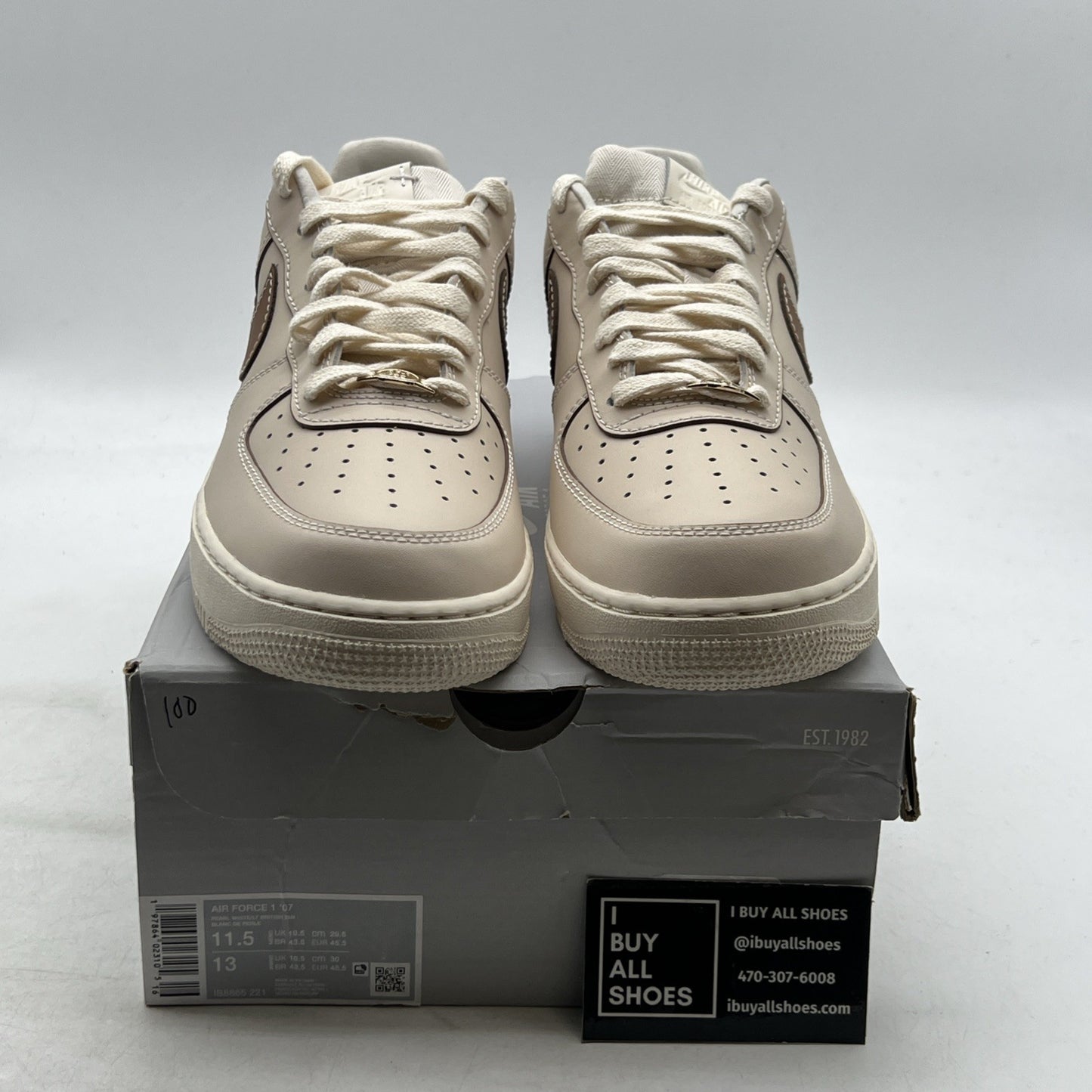 Size 11.5 - Nike Air Force 1 '07 Low Pearl White British Tan (IB8865-221)