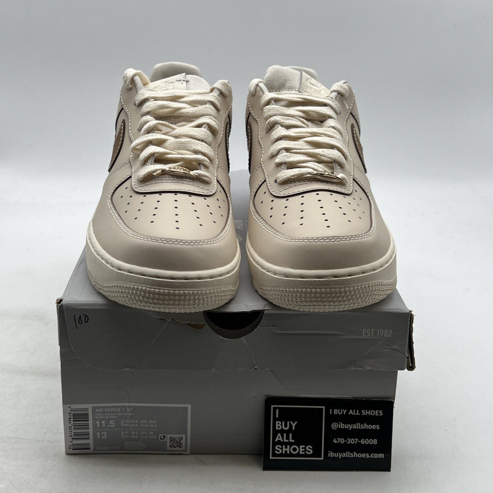 Size 11.5 - Nike Air Force 1 '07 Low Pearl White British Tan (IB8865-221)