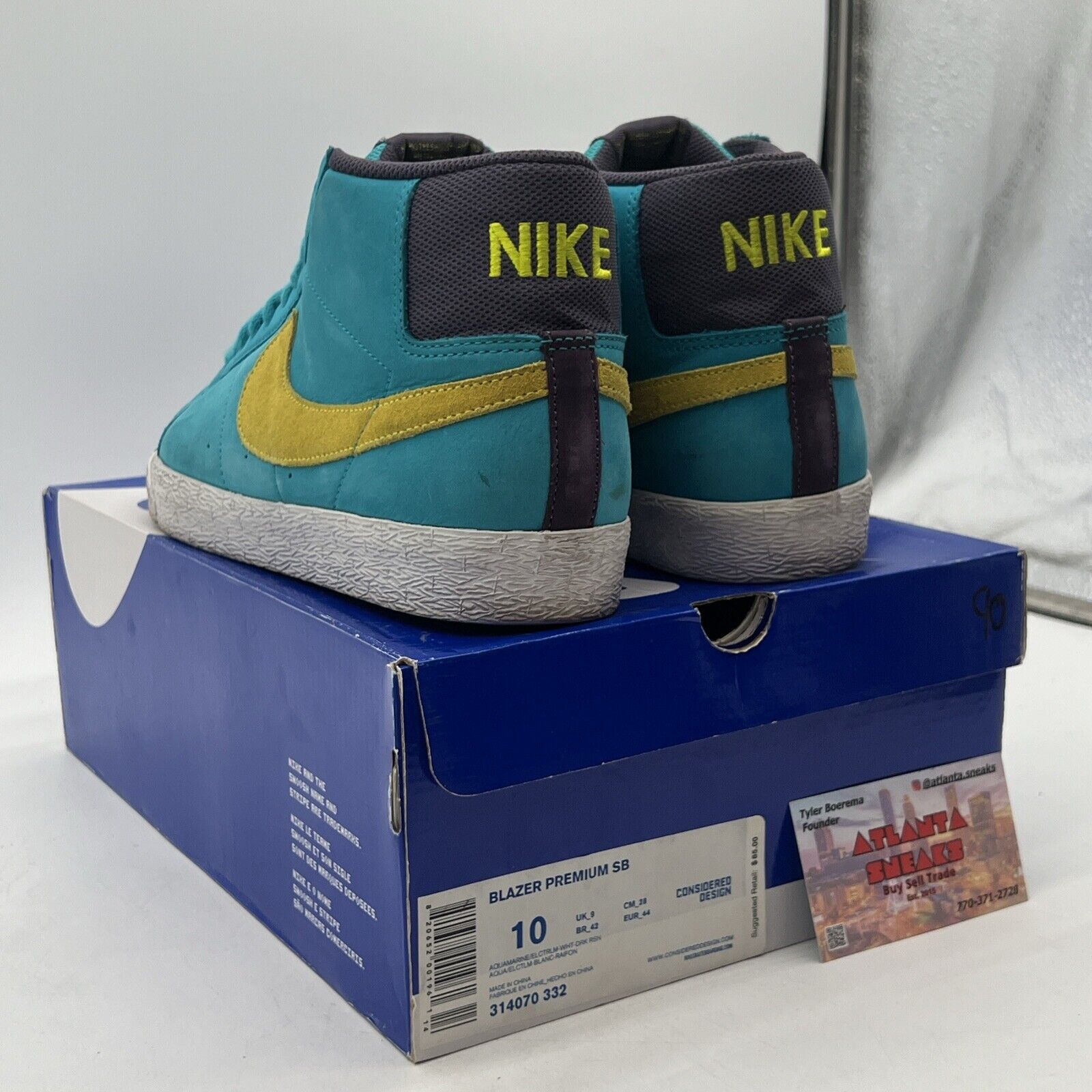 Size 10 - Nike Blazer Premium Sb Blue White Suede Yellow (314070-332)