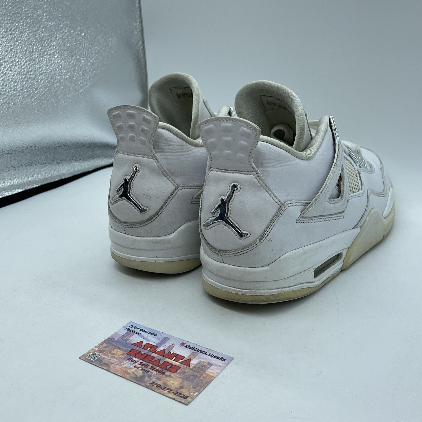 Size 11 - Jordan 4 Retro Mid Pure Money Silver White Leather (308497-100)