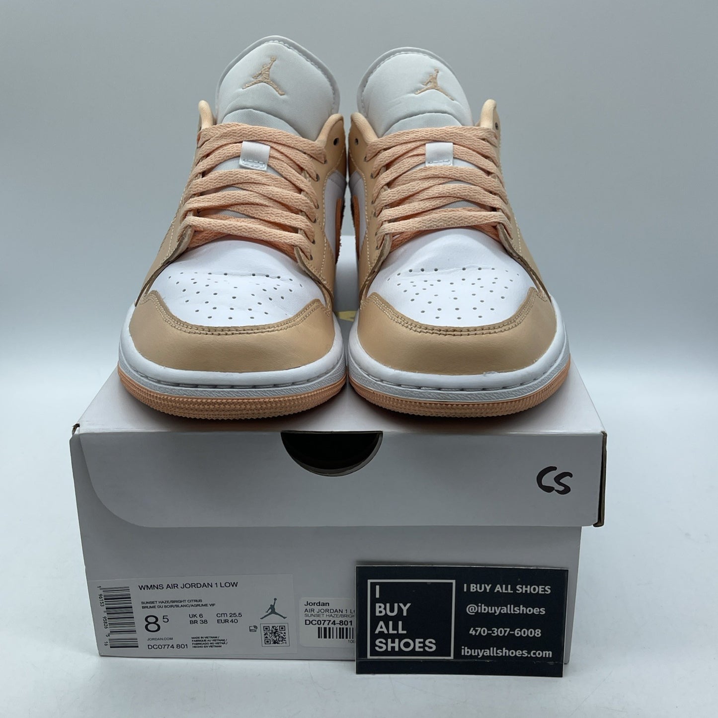 Size 8.5W - Nike Air Jordan 1 Low 'Sunset Haze' Orange White (DC0774-801)