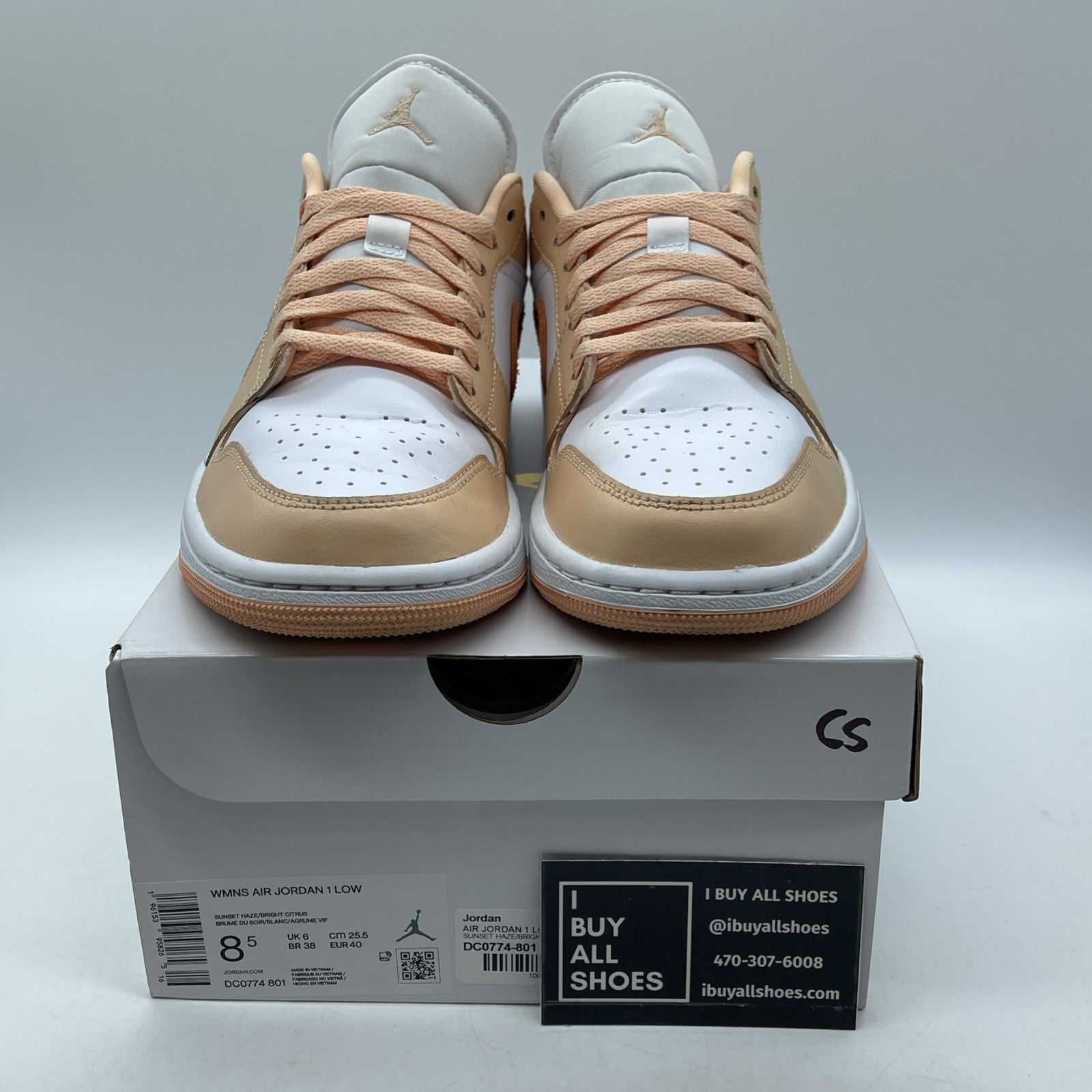 Size 8.5W - Nike Air Jordan 1 Low 'Sunset Haze' Orange White (DC0774-801)