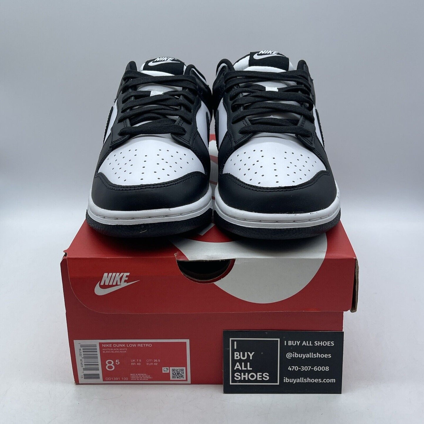 Size 8.5 - Nike Dunk Low Black White Suede Leather (DD1391-100)
