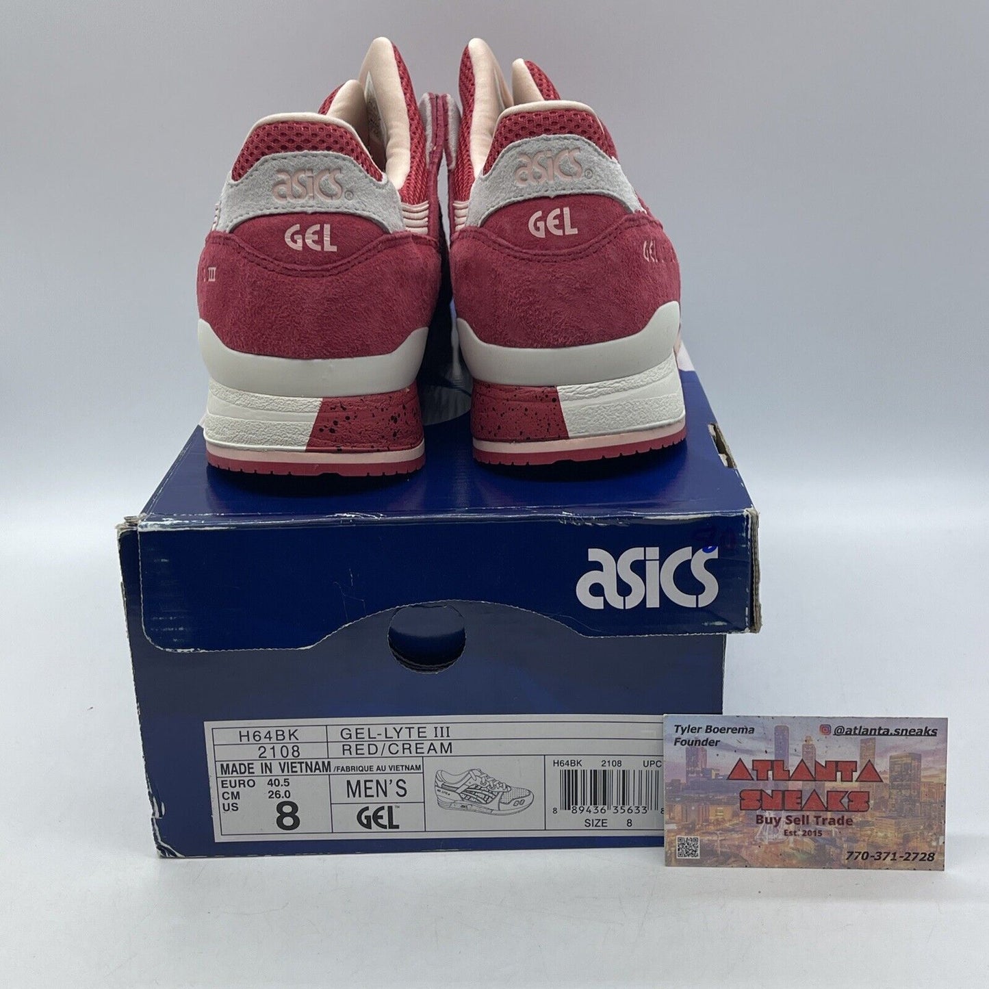 Size 8 - ASICS Gel Lyte 3 Strawberry & Cream Red Suede White Leather (H64BK2108)