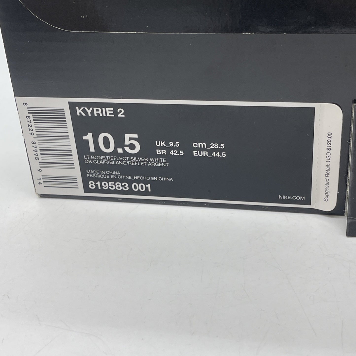 Size 10.5 - Nike Kyrie 2 Summer Grey Suede Leather  (819583-001)