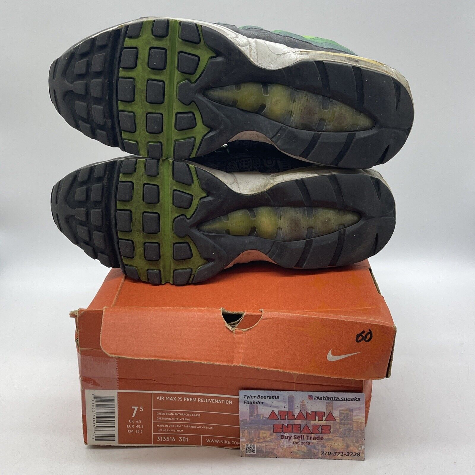 Size 7.5 - Nike Air Max 95 Premium Rejuvenation Green Leather (313516-301)