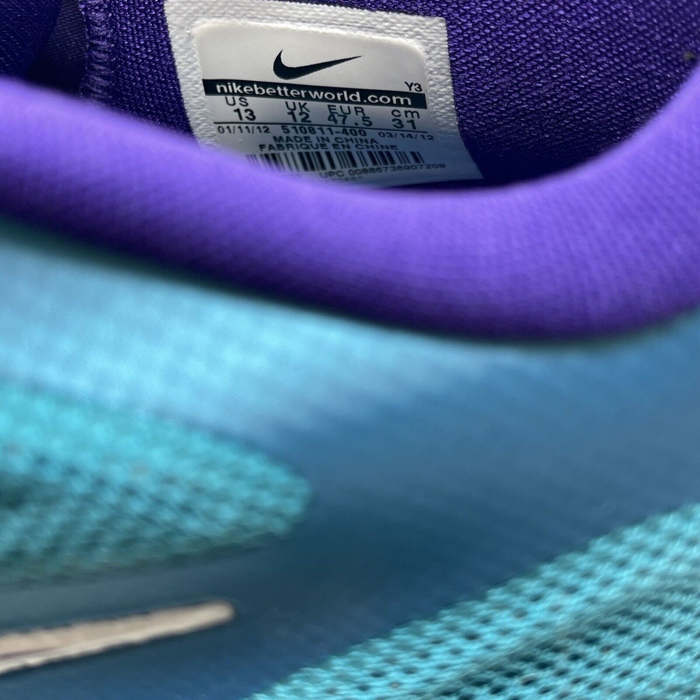 Size 13 - Nike LeBron 9 Low Summit Lake Hornets Blue Purple (510811-400)
