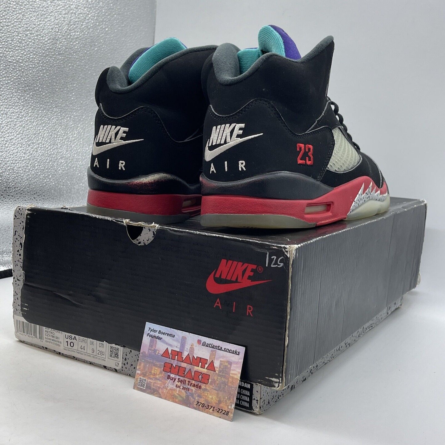 Size 10 - Jordan 5 Retro Top 3 Black 2020 Purple Blue Red Suede (CZ1786-001)