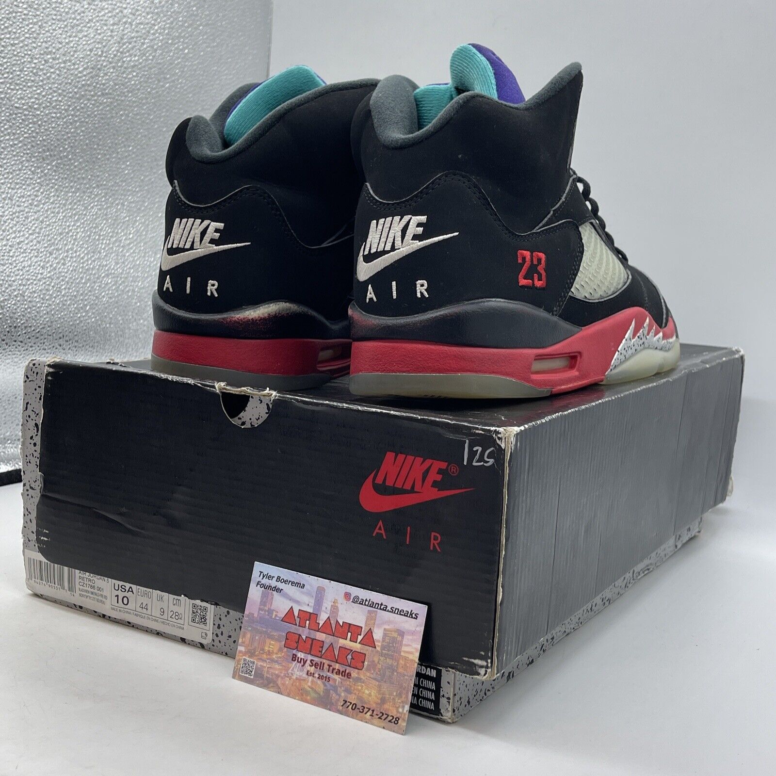 Size 10 - Jordan 5 Retro Top 3 Black 2020 Purple Blue Red Suede (CZ1786-001)