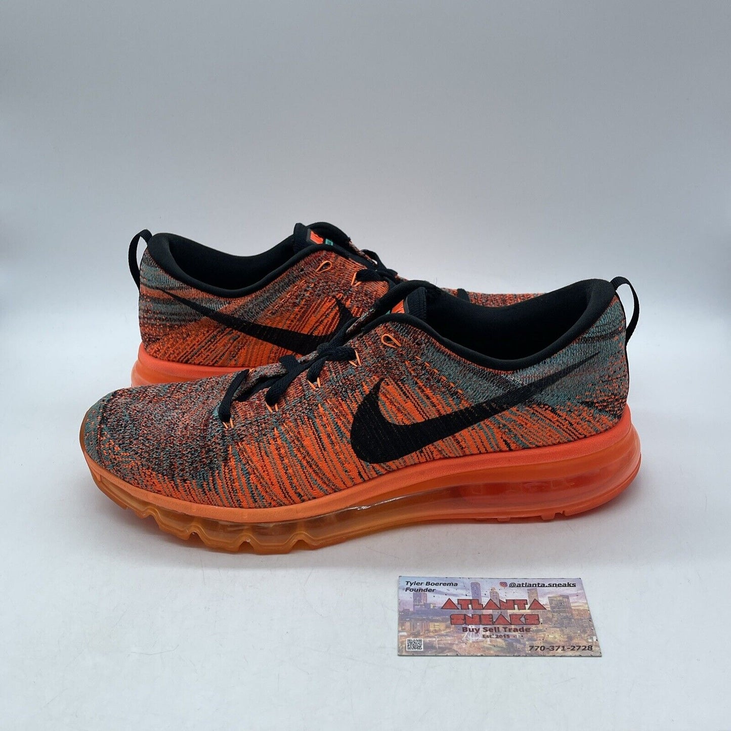 Size 10 - Nike Flyknit Max Hyper Crimson Orange Black Suede (620469-601)