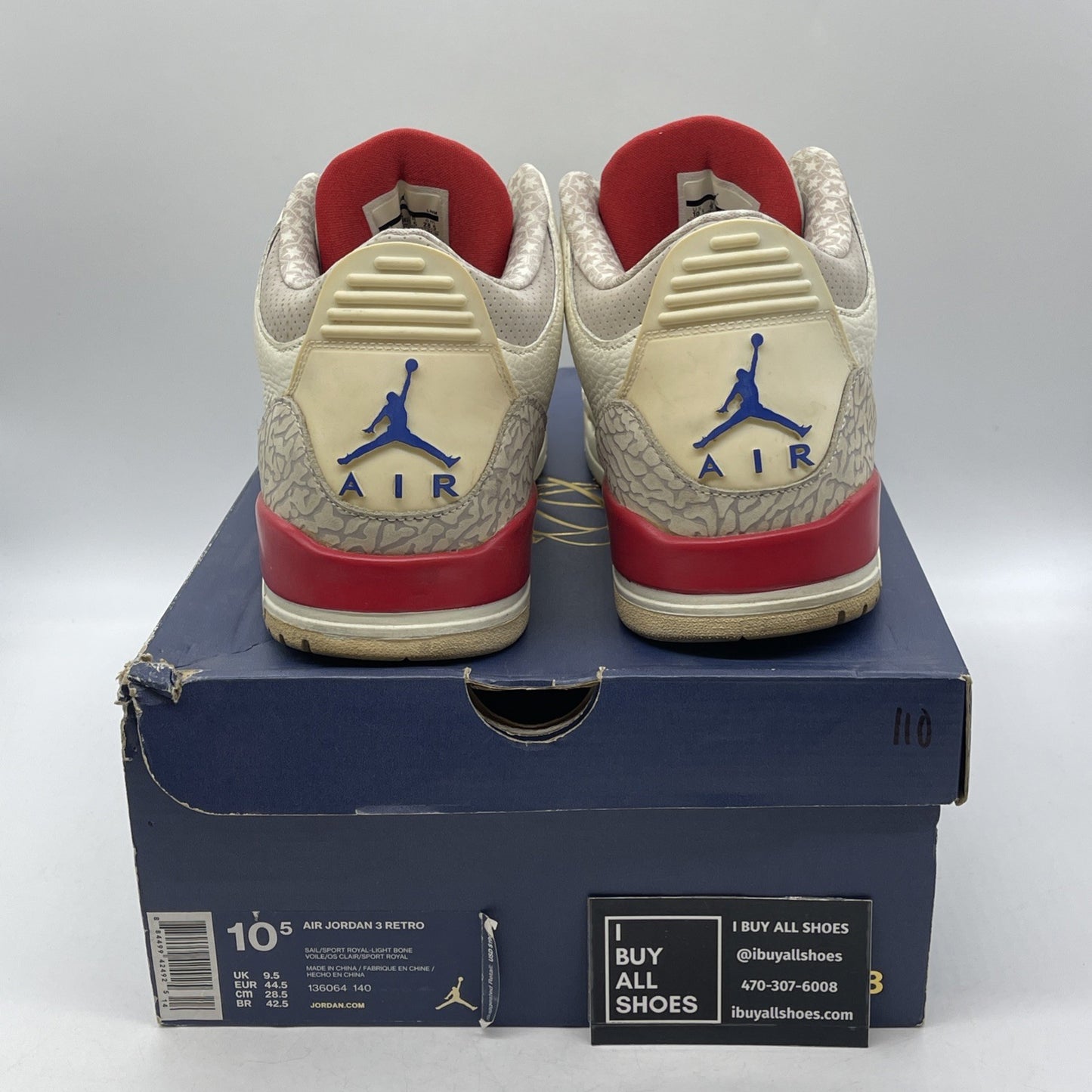 Size 10.5 - Air Jordan 3 Retro International Flight (136064-140)