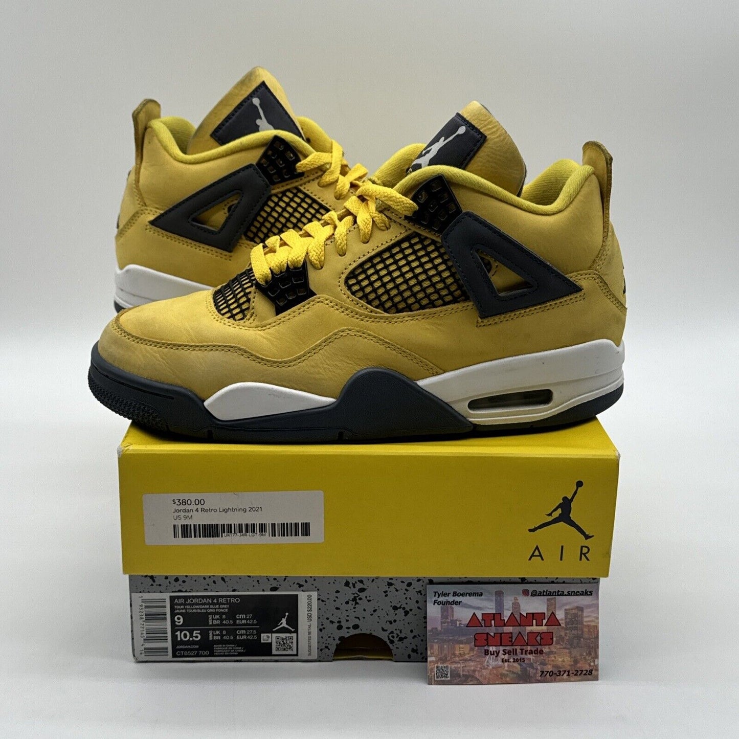 Size 9 - Jordan 4 Retro Mid Lightning Yellow Suede Grey OG Box White Leather Ret