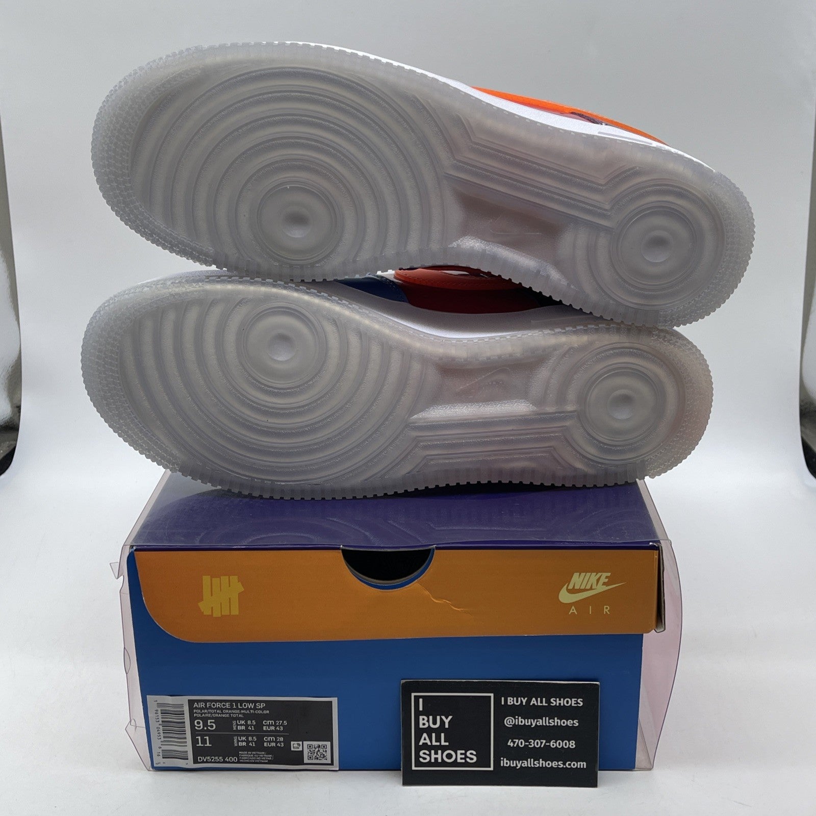 Size 9.5 - Nike Undefeated x Air Force 1 Low Total Orange Leather (DV5255-400)