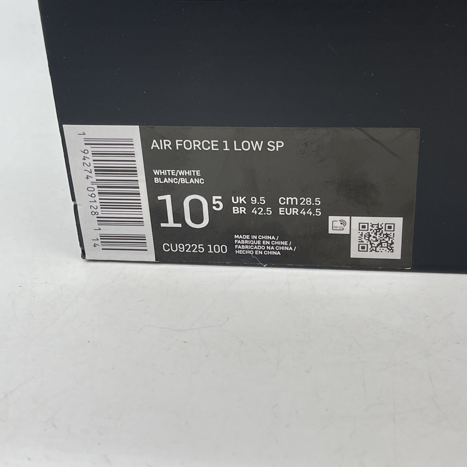 Size 10.5 - Nike Air Force 1 x Supreme Low Box Logo - White (CU9225-100)