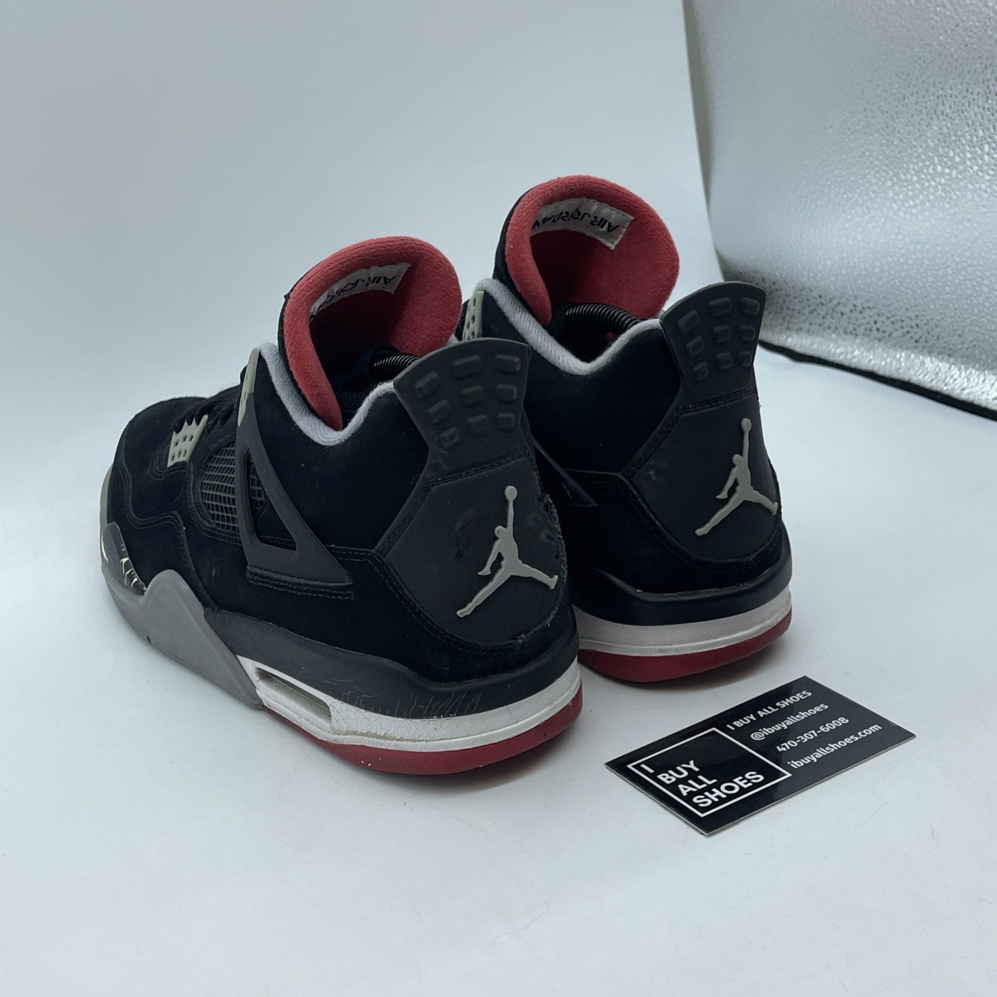Size 9.5 - Jordan 4 Retro bred release Black Grey Suede (308497-089)
