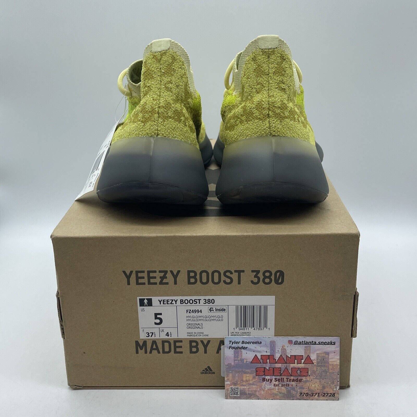 Size 5 - adidas Yeezy Boost 380 Hylte Glow Yellow Green Suede (FZ4994)