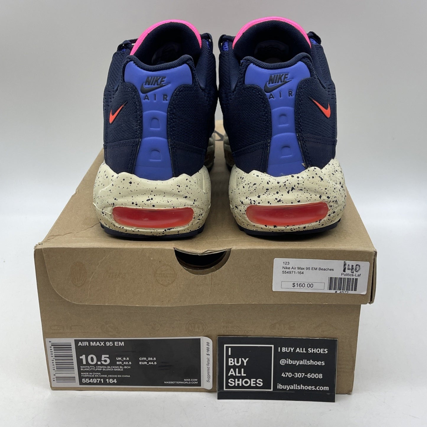 Size 10.5 - Nike Air Max 95 EM Beaches of Rio Blue Pink Suede (554971-164)
