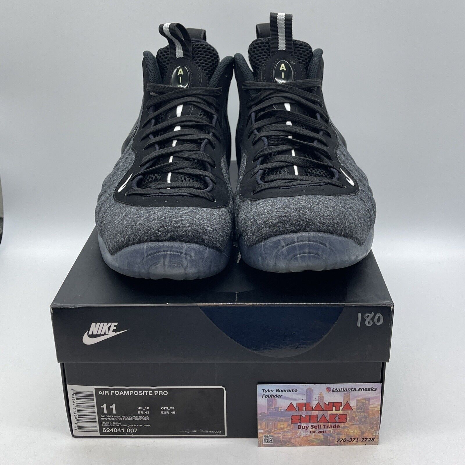 Size 11 - Nike Air Foamposite Pro Wool Fleece Grey Black Suede (624041-007)