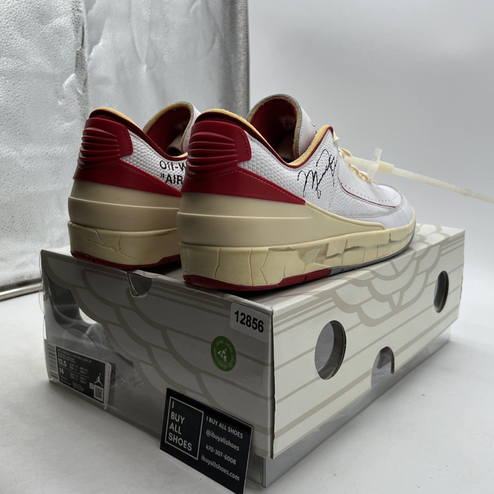 Size 12.5 - Air Jordan 2 Retro Low SP Off-White Varsity Red 2021 (DJ4375-106)