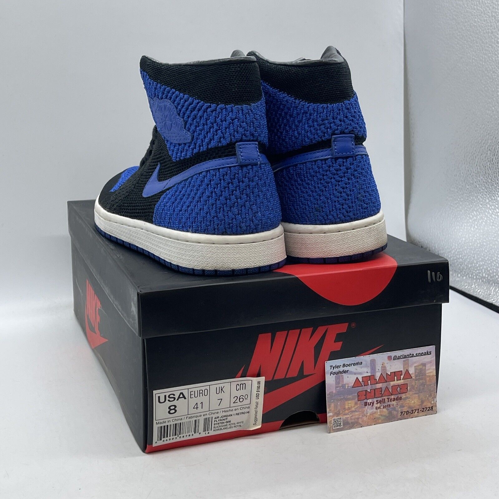 Size 8 - Air Jordan 1 Retro OG Flyknit High Royal Blue Black Suede (919704-006)