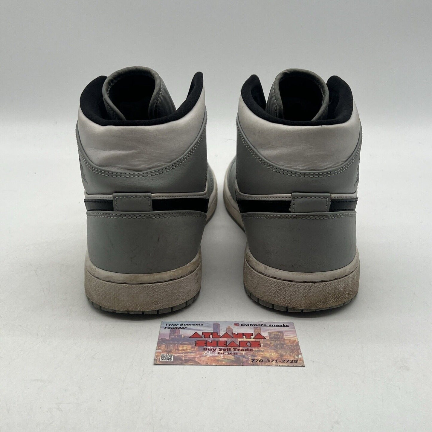 Size 11 - Jordan 1 Mid Gray 2020 White Black Leather (554724-092)