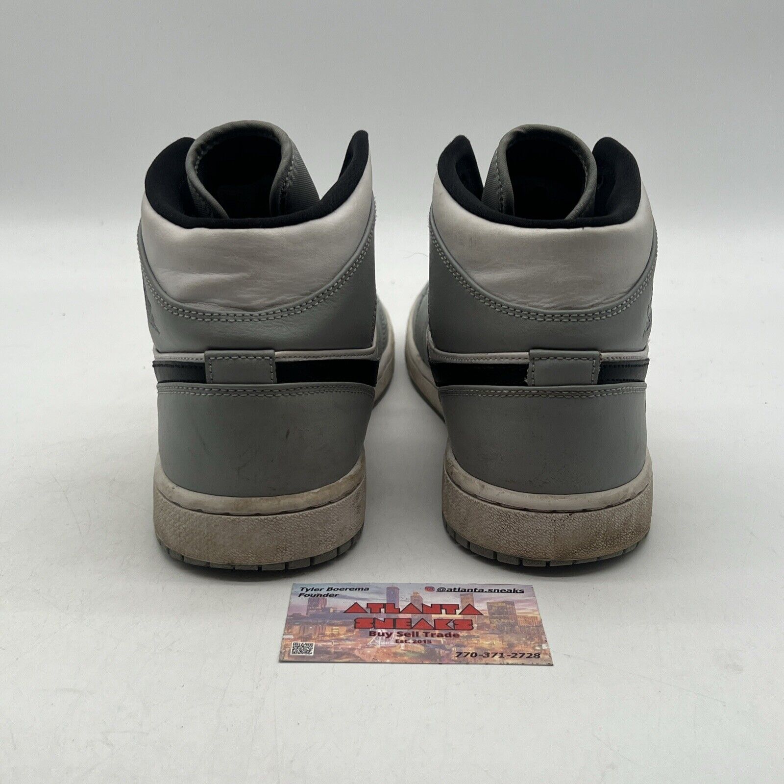 Size 11 - Jordan 1 Mid Gray 2020 White Black Leather (554724-092)