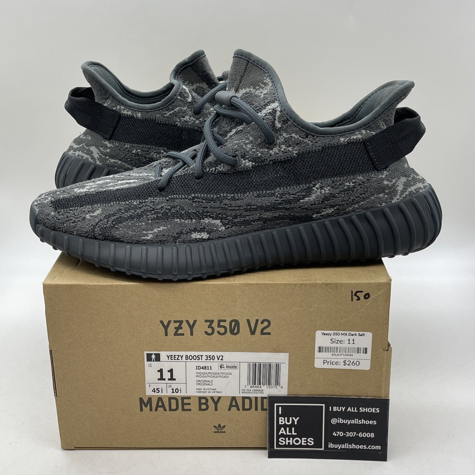 Size 11 - adidas Yeezy Boost 350 V2 Low MX Dark Salt Grey Suede (ID4811)