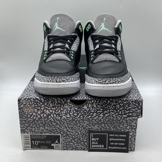 Size 10.5 - Air Jordan 3 Retro Green Glow Black Suede Leather (CT8532-031)