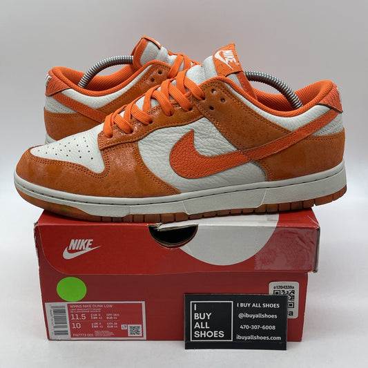 Size 11.5W - Nike Dunk Low Cracked Orange White Suede Leather (FN7773-001)