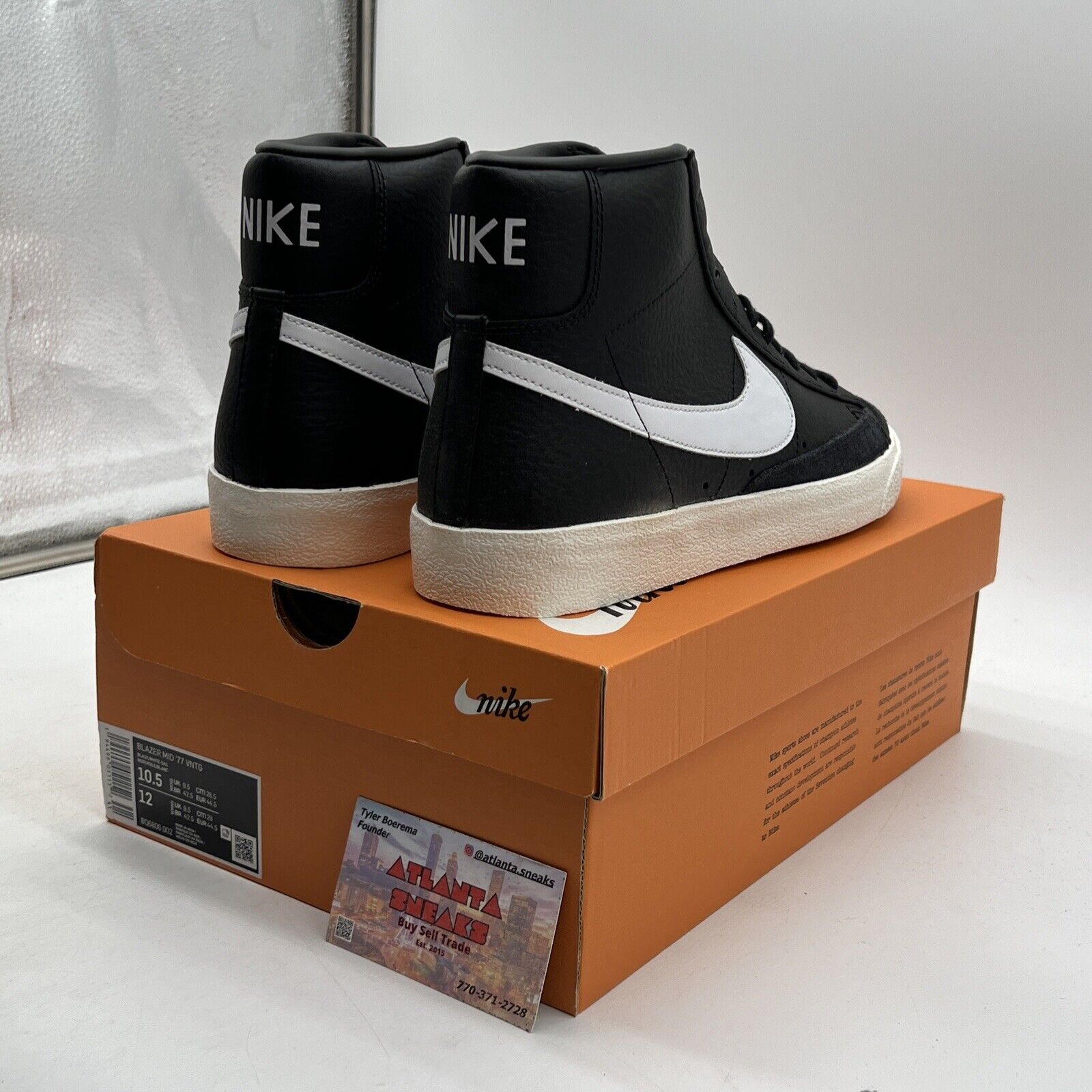 Size 10.5 - Nike Blazer '77 Vintage Mid Black Sail Leather (BQ6806-002)