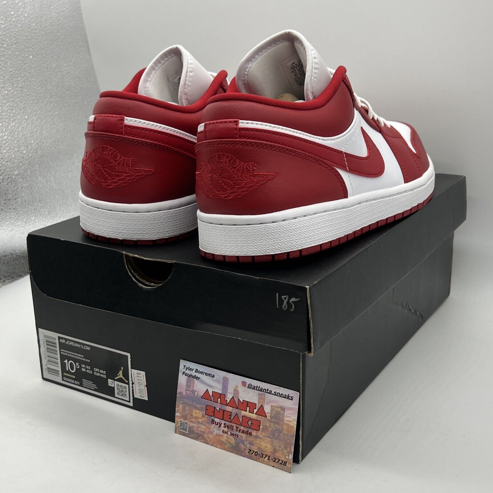 Size 10.5 - Air Jordan 1 Low Gym Red White Leather (553558-611)